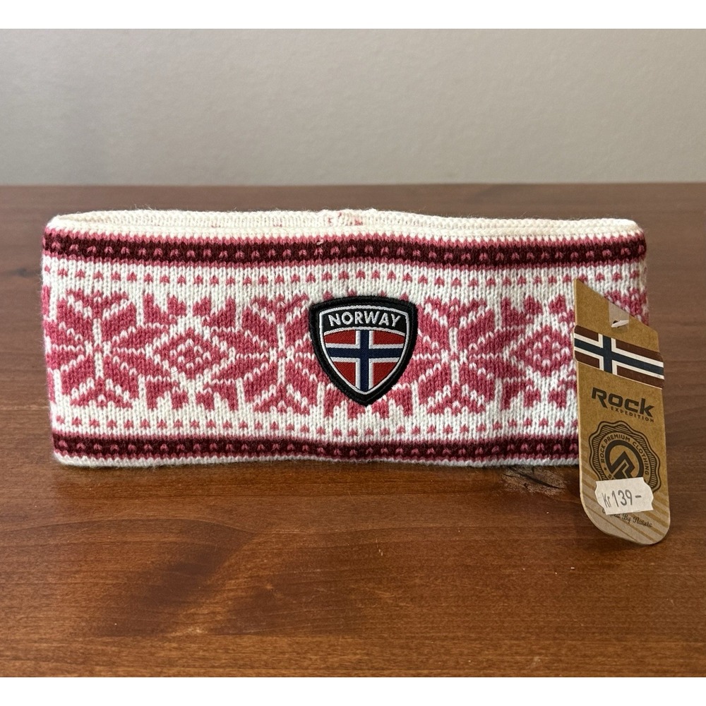 Norway Knitted Stretchy Winter Head Band Souvenir Flag Pink Pattern One Size